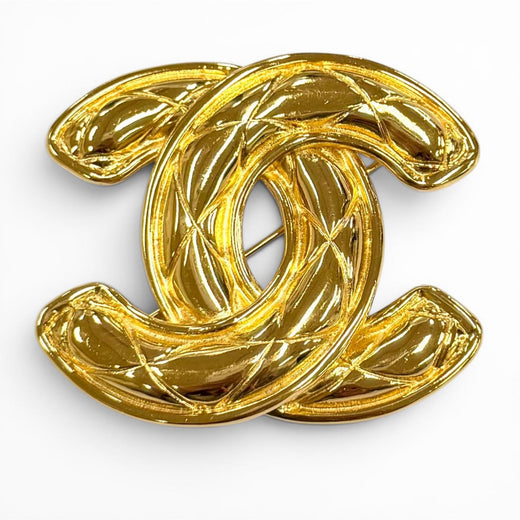 Excellent CHANEL Brooch COCO Mark Matrasse gold Women