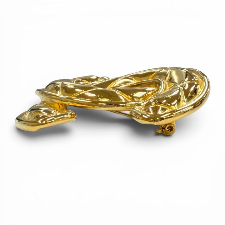 Excellent CHANEL Brooch COCO Mark Matrasse gold Women