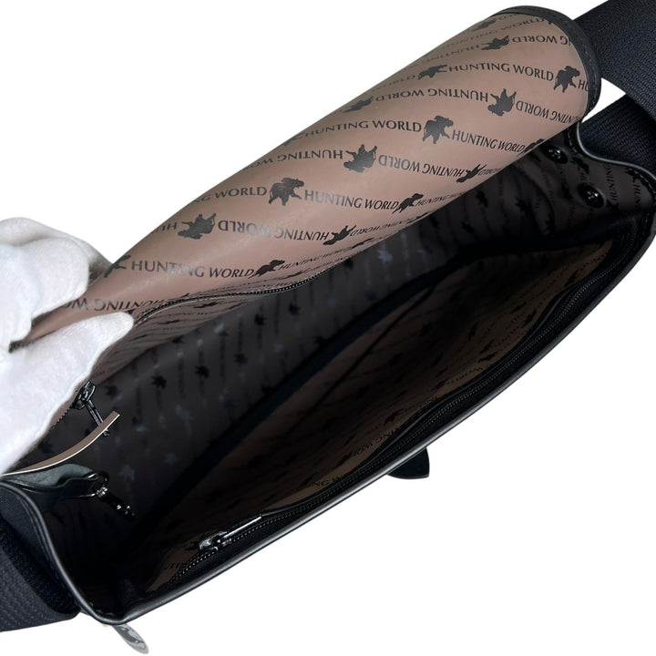 Excellent HUNTING WORLD Messenger bag Safari Today black leather mens