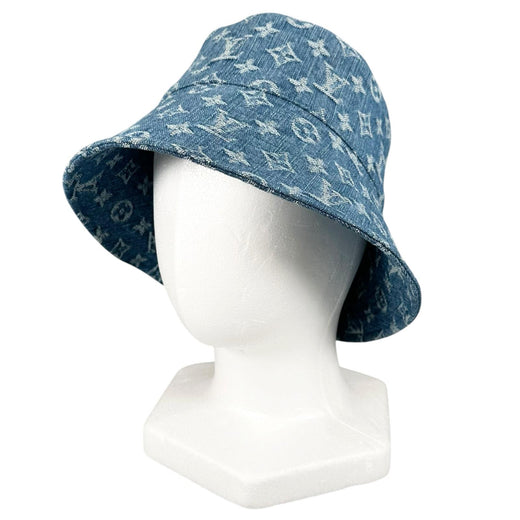 Excellent LOUIS VUITTON hat Bucket hat, denim Monogram blue cotton Women M5368M