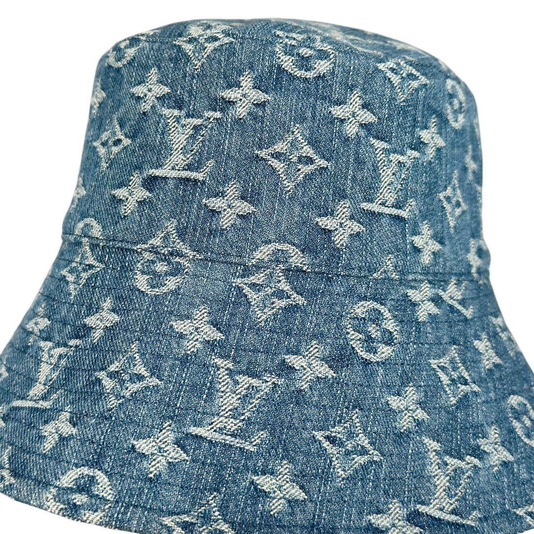 Excellent LOUIS VUITTON hat Bucket hat, denim Monogram blue cotton Women M5368M