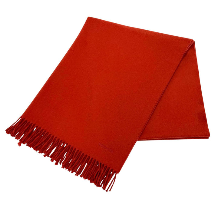Great HERMES shawl Large scarf with embroidered logo and fringe cashmere