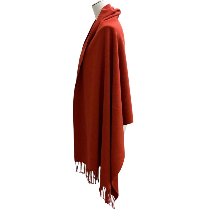 Great HERMES shawl Large scarf with embroidered logo and fringe cashmere