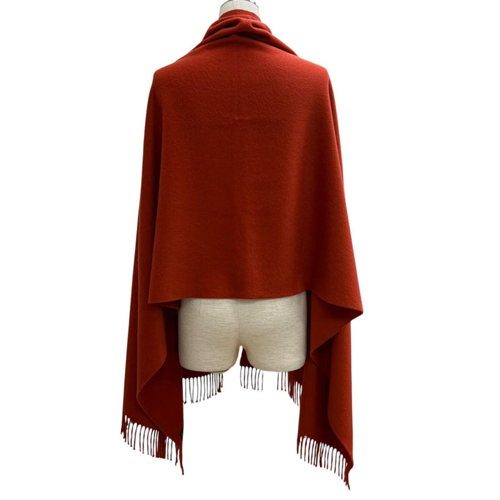 Great HERMES shawl Large scarf with embroidered logo and fringe cashmere