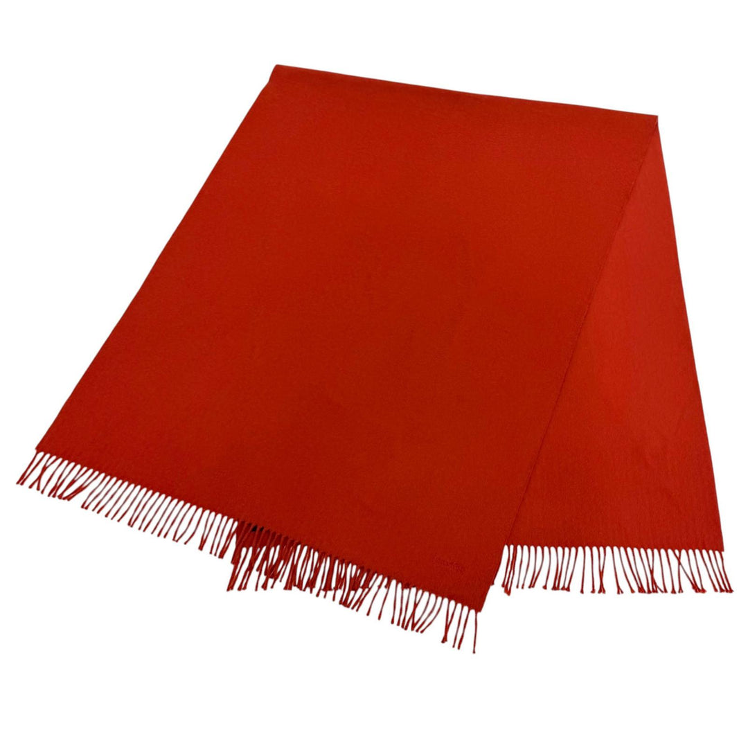 Great HERMES shawl Large scarf with embroidered logo and fringe cashmere