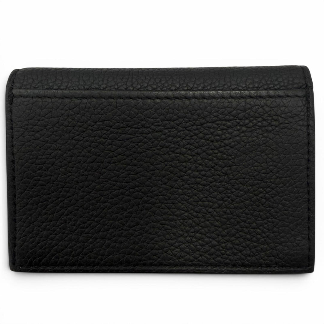 Excellent FENDI Card Case Logo Metal Bifold Wallet Business Card Holder black