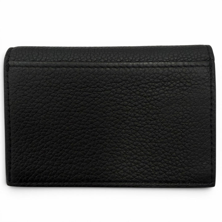 Excellent FENDI Card Case Logo Metal Bifold Wallet Business Card Holder black