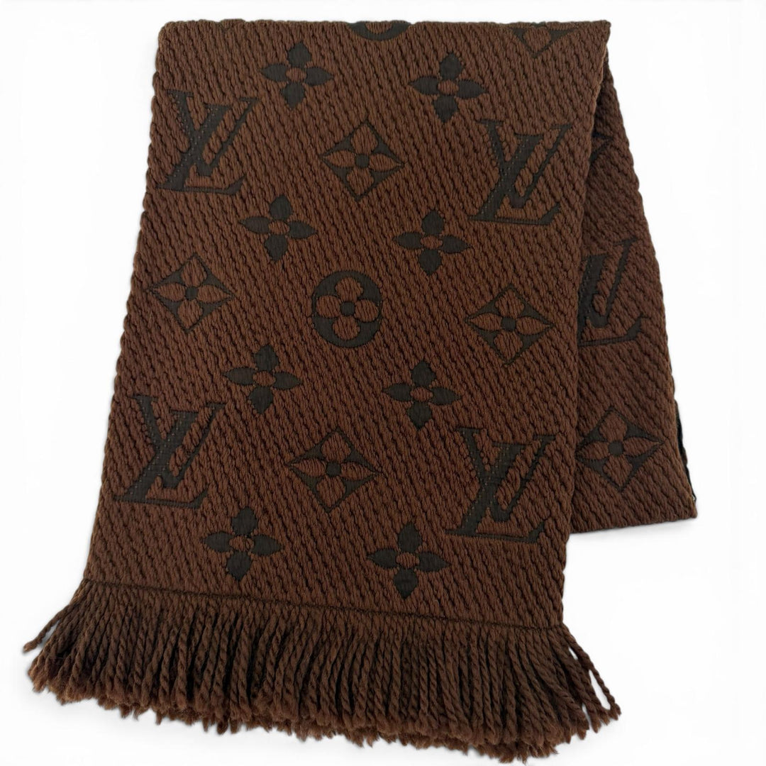 Very Good LOUIS VUITTON Scarf Esharp Logomania Brown wool Women 413287