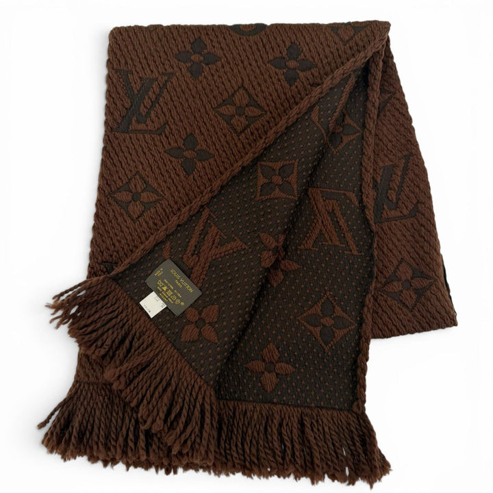Very Good LOUIS VUITTON Scarf Esharp Logomania Brown wool Women 413287
