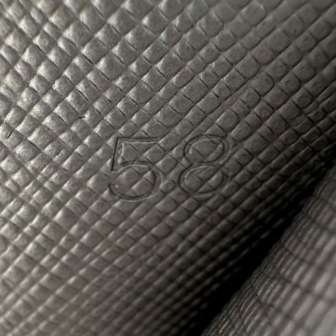 Excellent PRADA Card Case Triangle Plate Triangle Logo Silver Safiano 1MC223