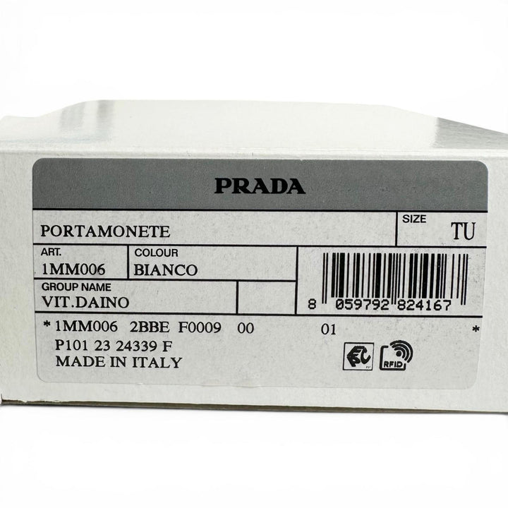 Excellent PRADA Coin case Vitello Daino Triangle Logo Round white leather 1MM006