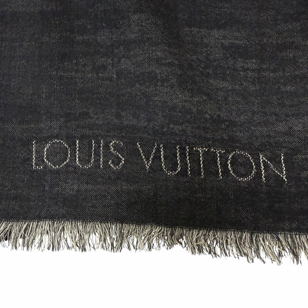 Great LOUIS VUITTON Scarf Etol Monogram Large format stall shawl black