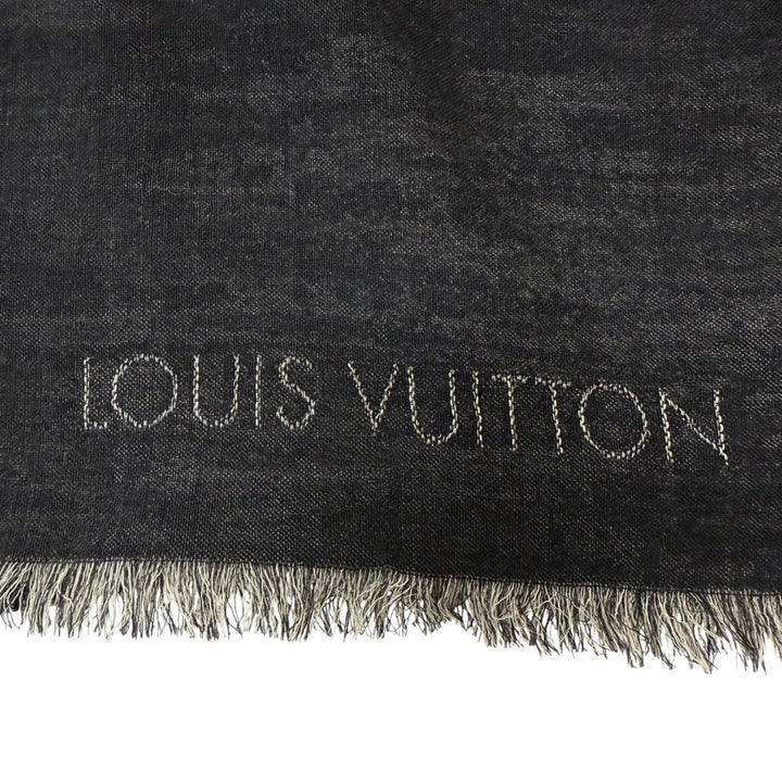 Great LOUIS VUITTON Scarf Etol Monogram Large format stall shawl black