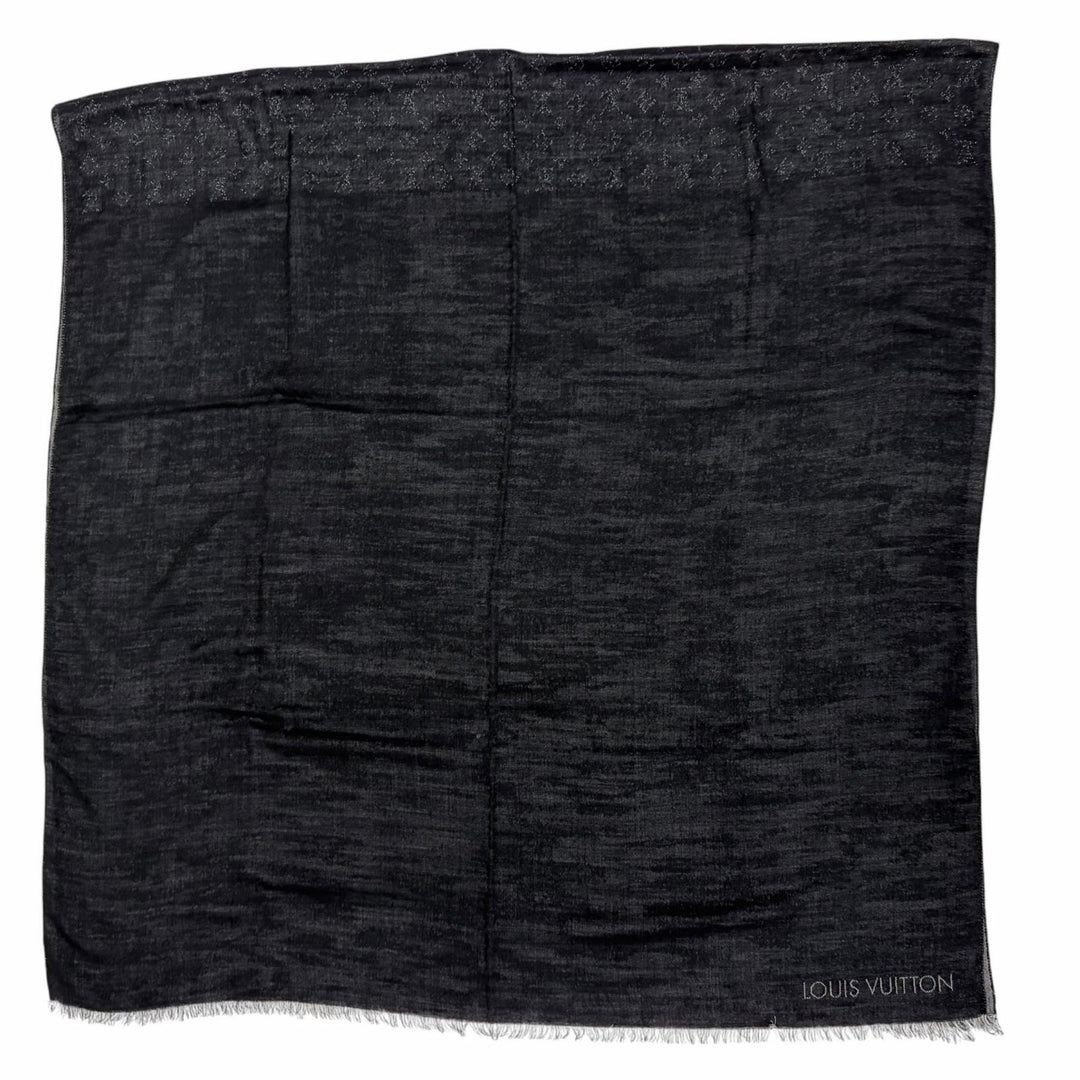 Great LOUIS VUITTON Scarf Etol Monogram Large format stall shawl black