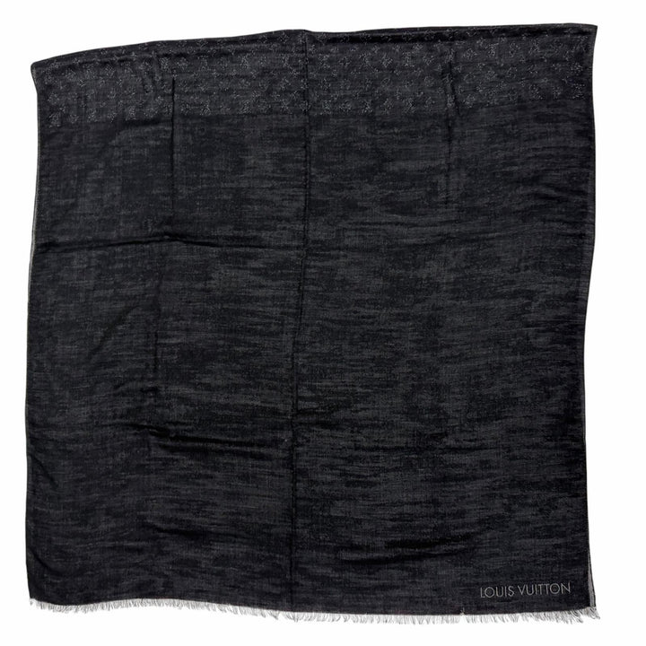 Great LOUIS VUITTON Scarf Etol Monogram Large format stall shawl black