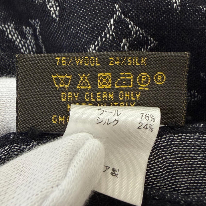 Great LOUIS VUITTON Scarf Etol Monogram Large format stall shawl black