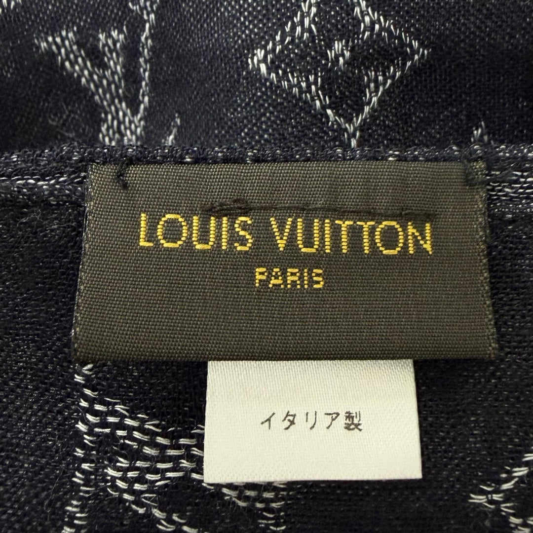 Great LOUIS VUITTON Scarf Etol Monogram Large format stall shawl black