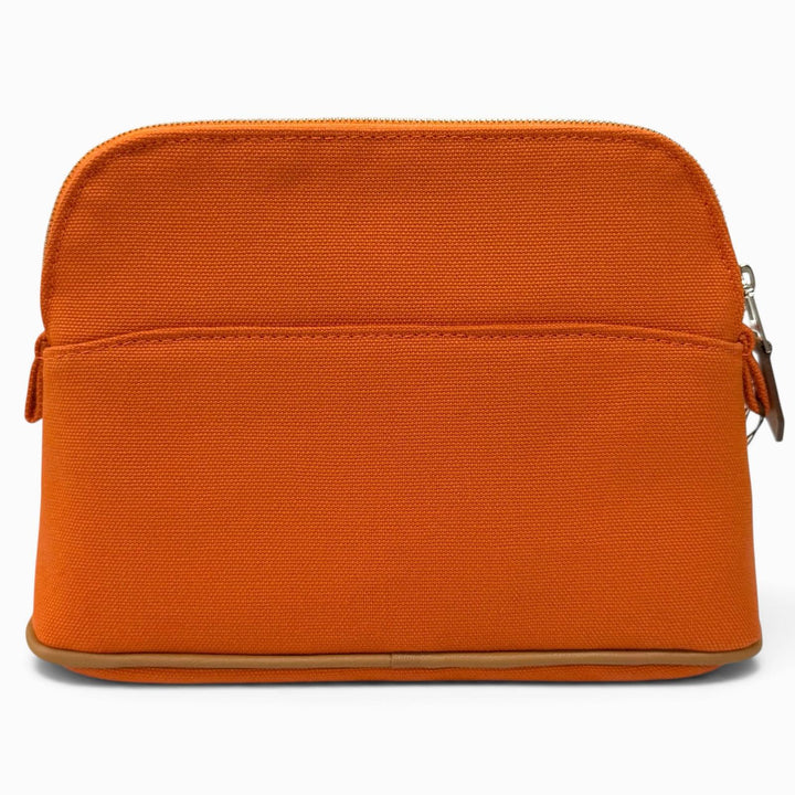 Pristine HERMES Pouch Bored pouch H embroidery Orange cotton Women