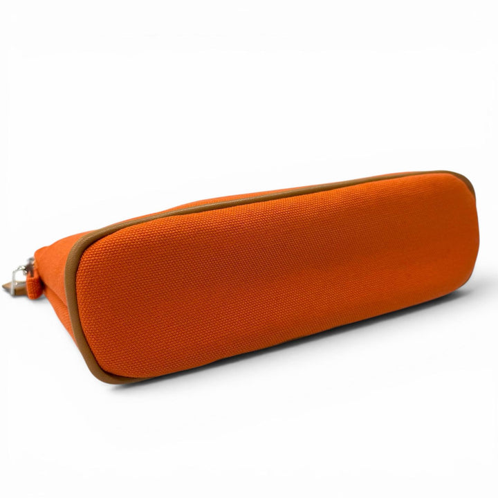 Pristine HERMES Pouch Bored pouch H embroidery Orange cotton Women