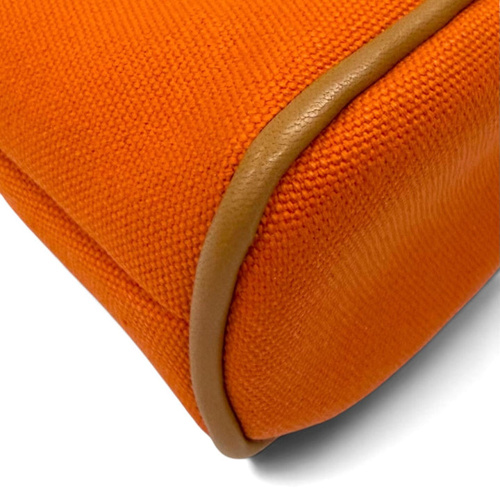 Pristine HERMES Pouch Bored pouch H embroidery Orange cotton Women