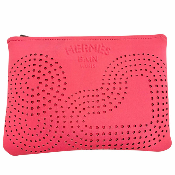 Great HERMES Cosmetics Pouch Neo Banzen au Soleil Pouch pink polyamide Women
