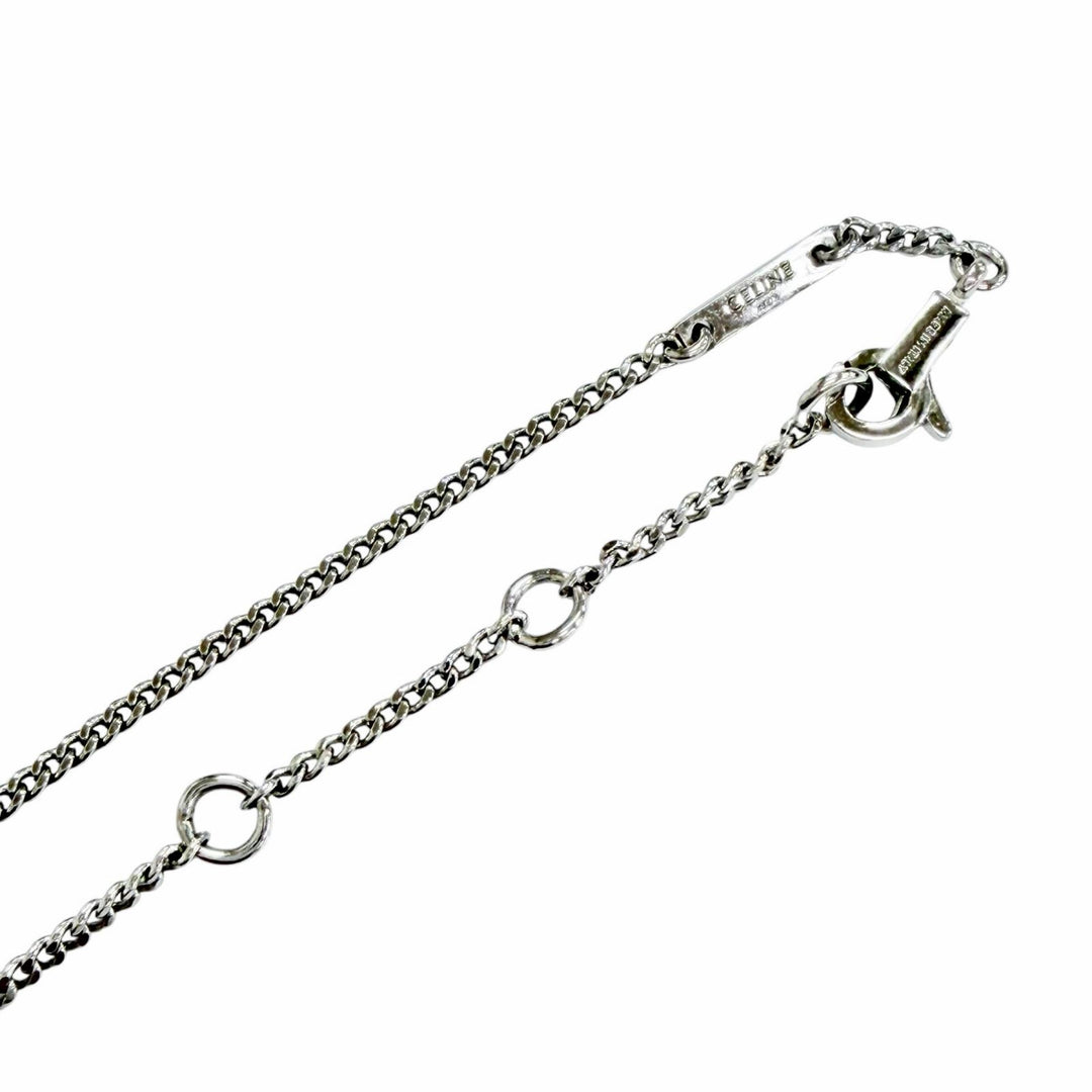 Excellent CELINE Necklace Triomphe Rhinestone Necklace Silver Women 460GB6BZI