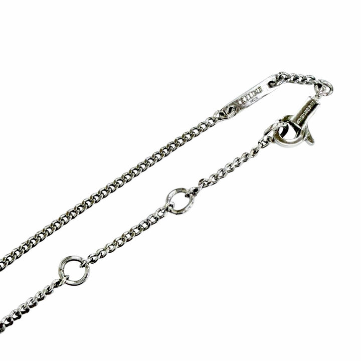 Excellent CELINE Necklace Triomphe Rhinestone Necklace Silver Women 460GB6BZI