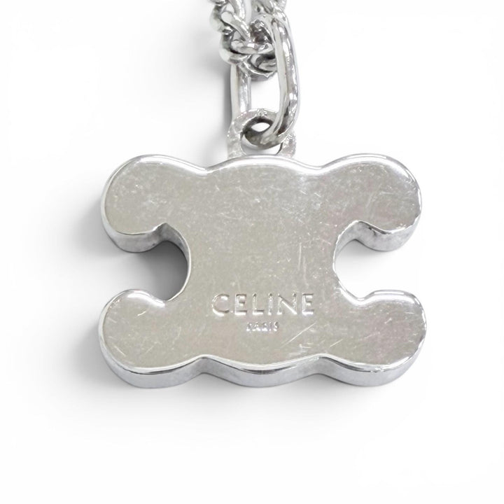 Excellent CELINE Necklace Triomphe Rhinestone Necklace Silver Women 460GB6BZI