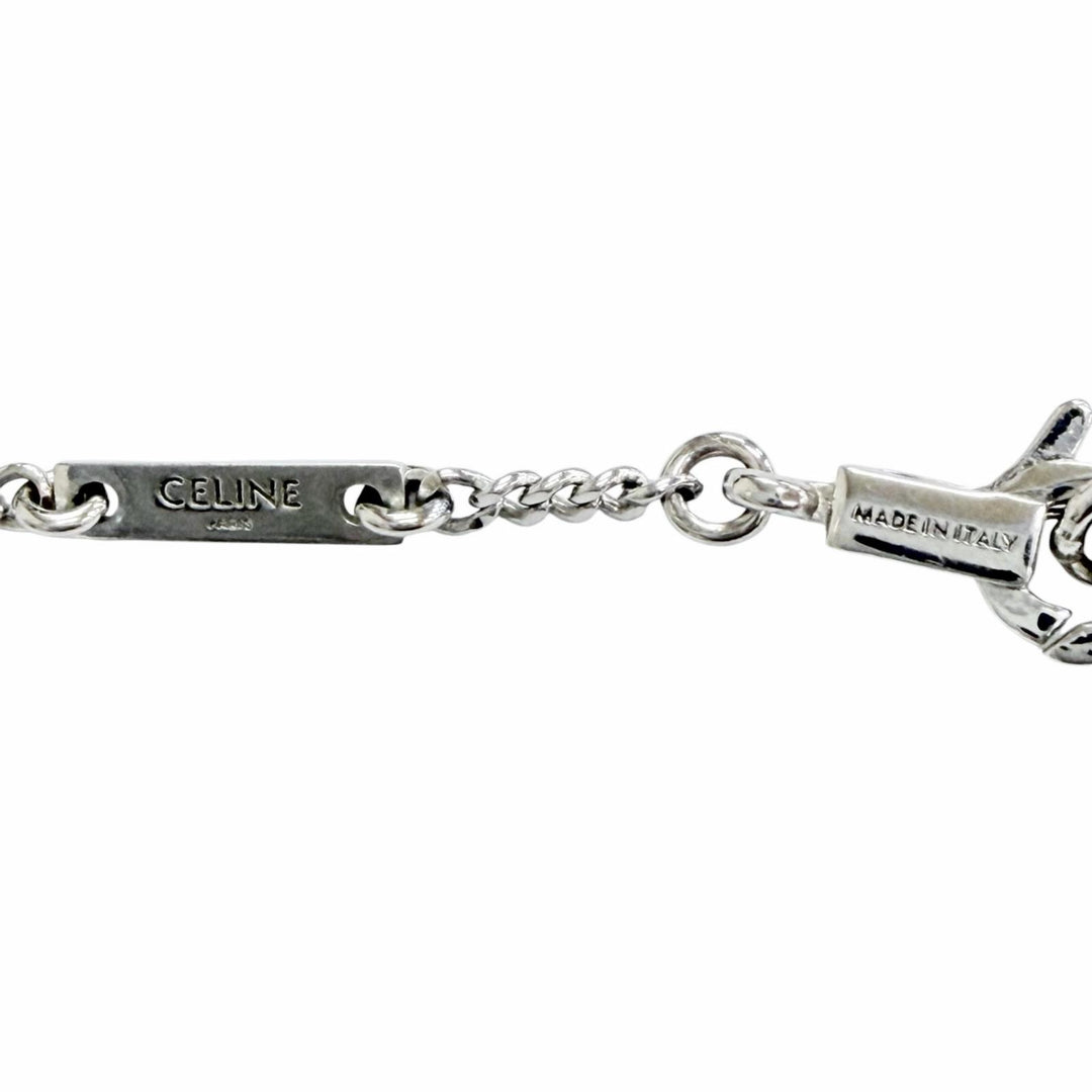 Excellent CELINE Necklace Triomphe Rhinestone Necklace Silver Women 460GB6BZI