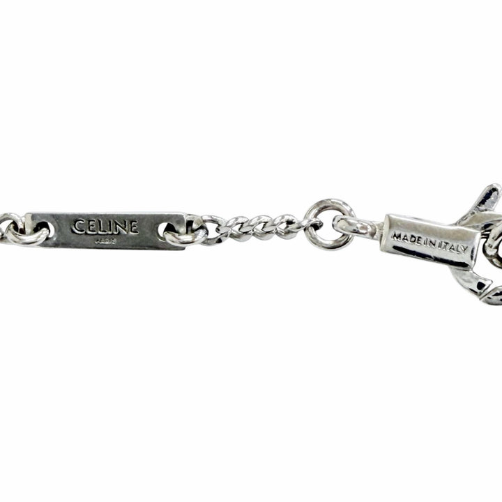 Excellent CELINE Necklace Triomphe Rhinestone Necklace Silver Women 460GB6BZI