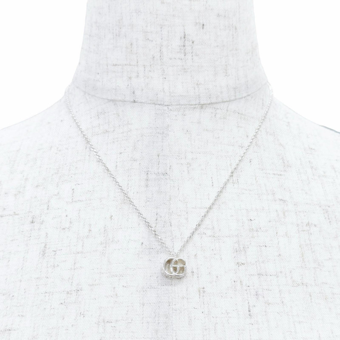 Excellent GUCCI Necklace Double G Necklace Silver 925 Women 770724