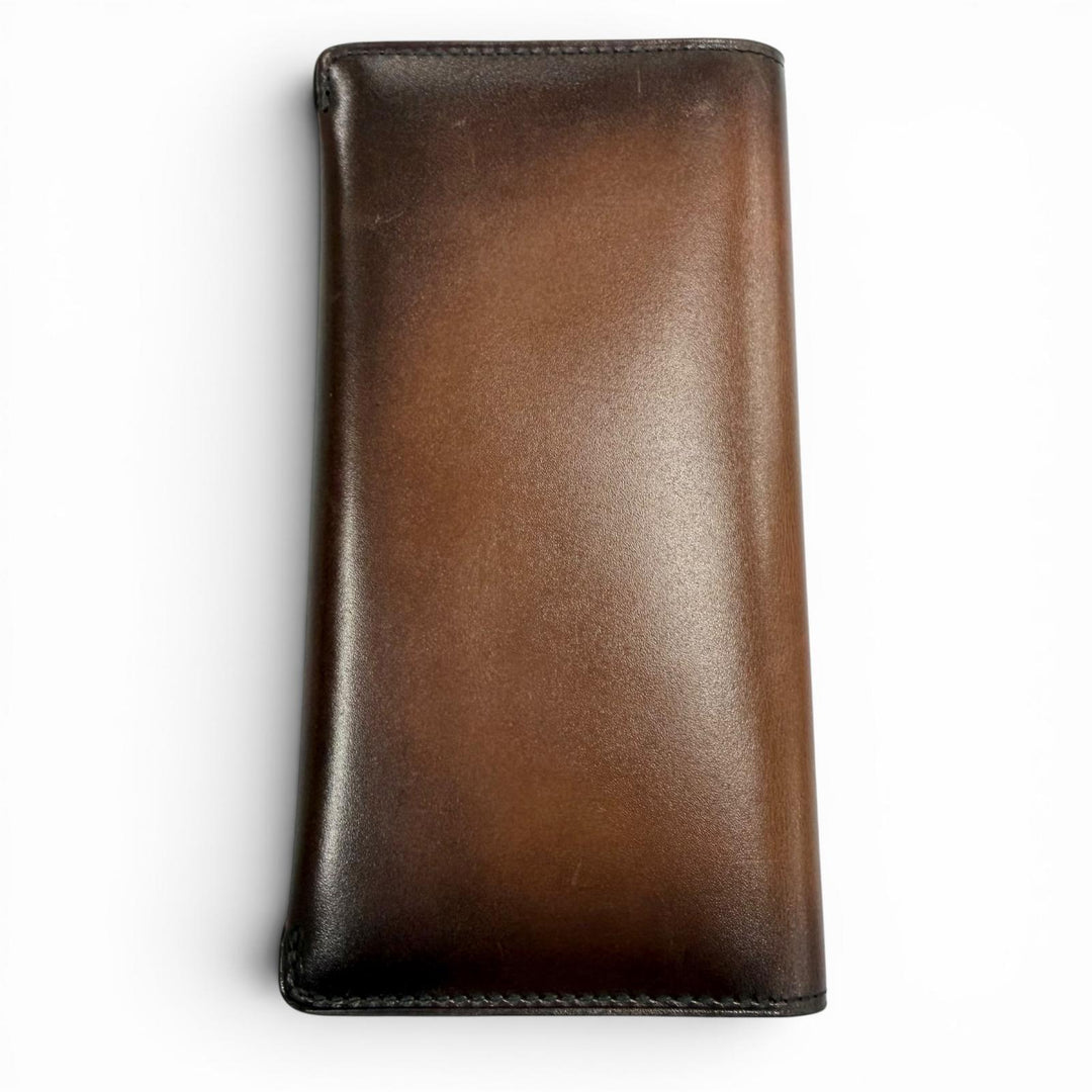 Great BERLUTI Purse Espace Flap Long Wallet Brown leather mens