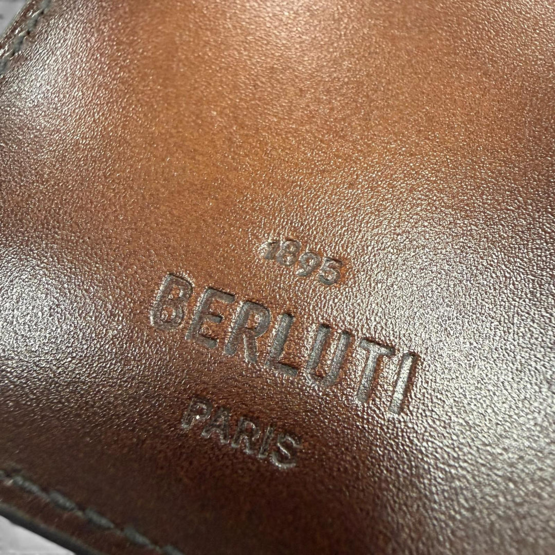Great BERLUTI Purse Espace Flap Long Wallet Brown leather mens