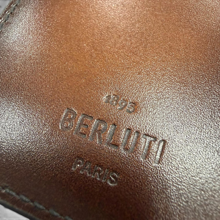 Great BERLUTI Purse Espace Flap Long Wallet Brown leather mens