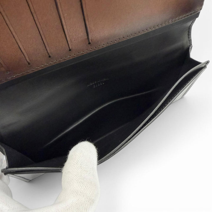 Great BERLUTI Purse Espace Flap Long Wallet Brown leather mens