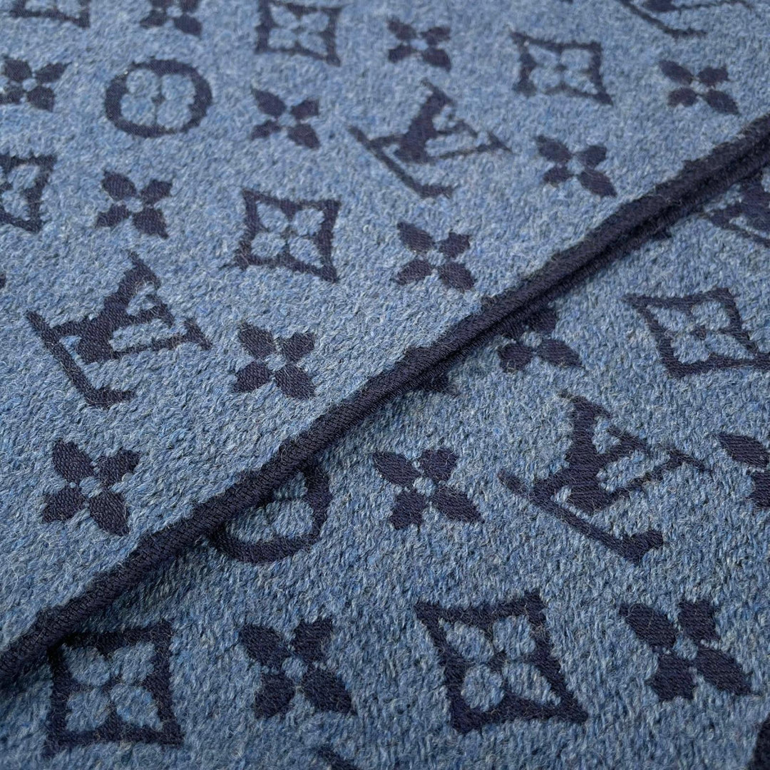 Very Good LOUIS VUITTON Scarf Escalp Monogram Classic Blue Marine wool M78525