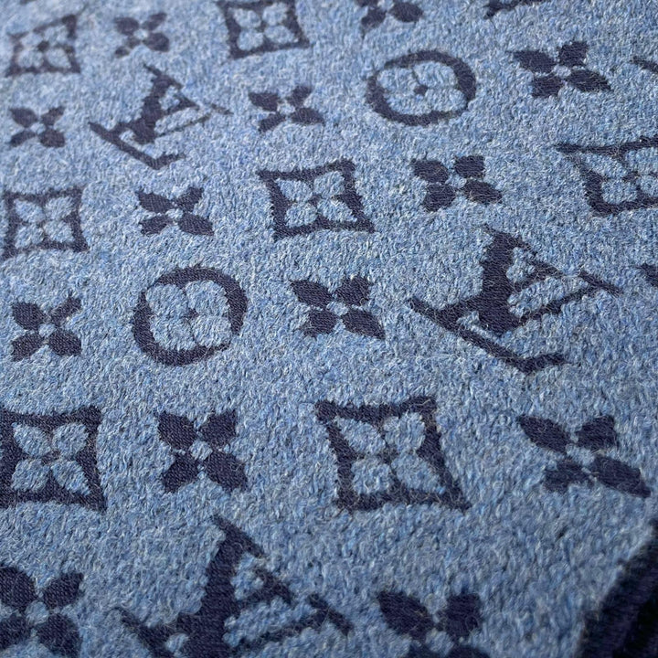 Very Good LOUIS VUITTON Scarf Escalp Monogram Classic Blue Marine wool M78525