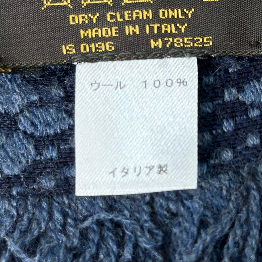 Very Good LOUIS VUITTON Scarf Escalp Monogram Classic Blue Marine wool M78525