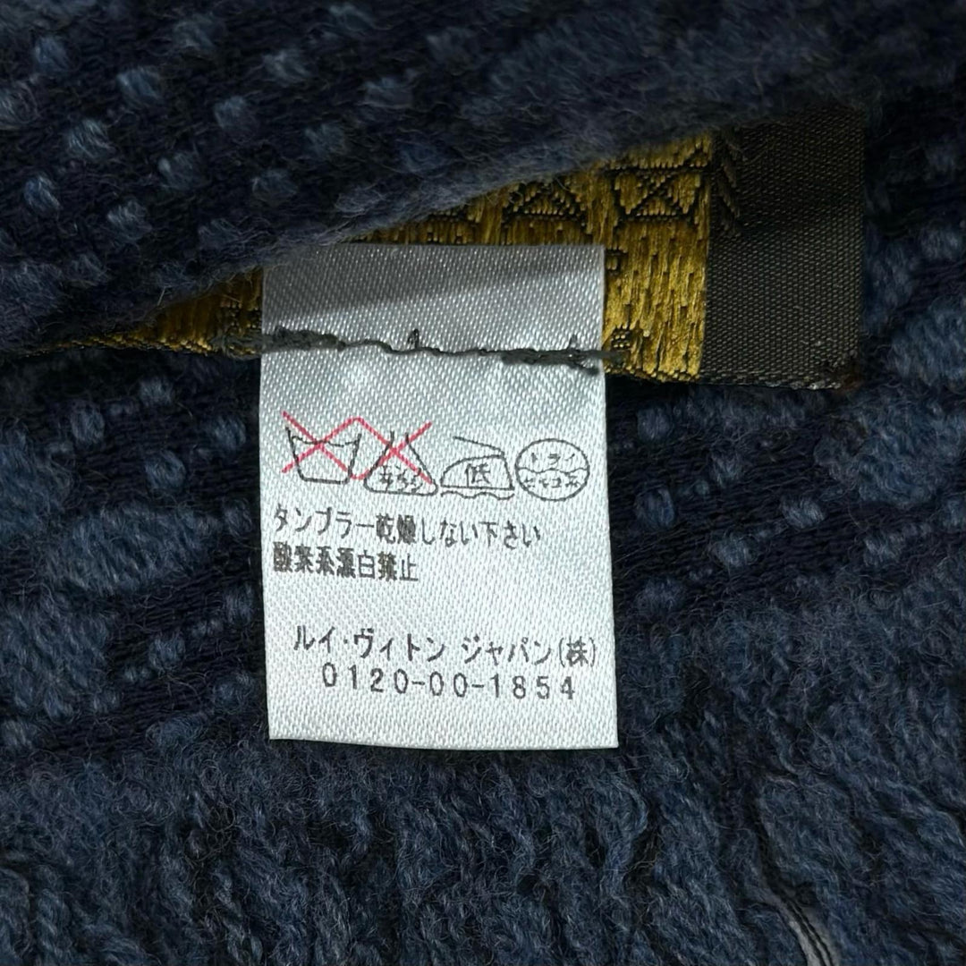 Very Good LOUIS VUITTON Scarf Escalp Monogram Classic Blue Marine wool M78525