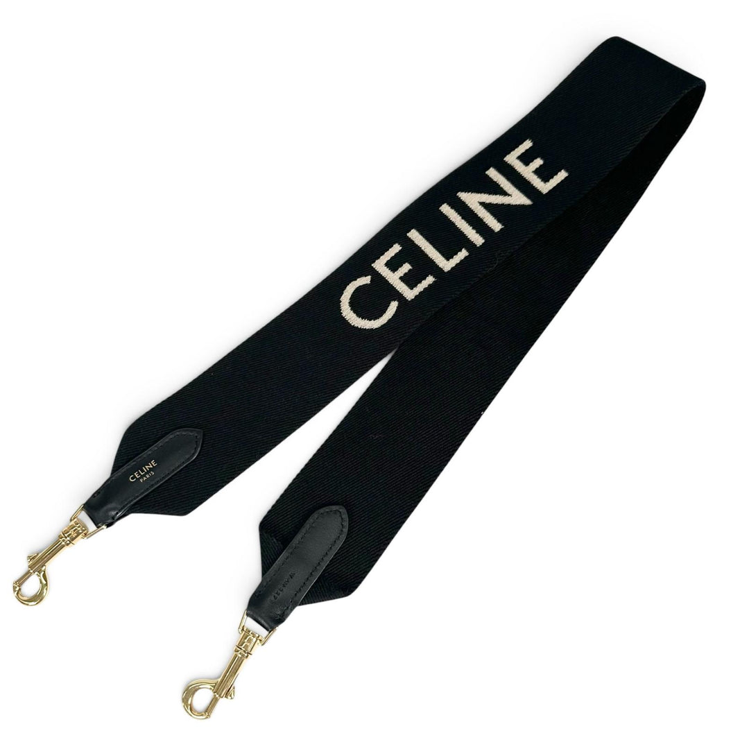 Great CELINE Shoulder strap Current model CELINE Jacquard Short Strap black
