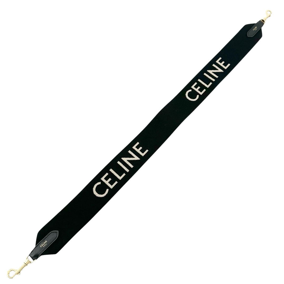 Great CELINE Shoulder strap Current model CELINE Jacquard Short Strap black