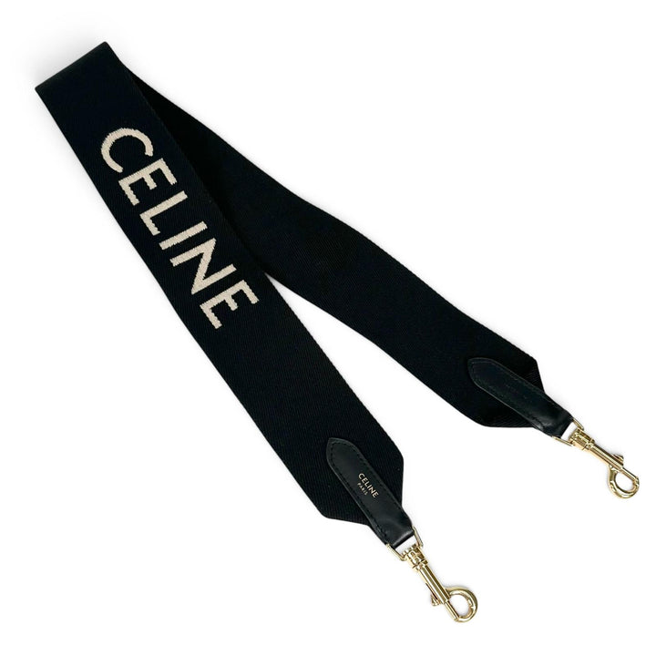 Great CELINE Shoulder strap Current model CELINE Jacquard Short Strap black