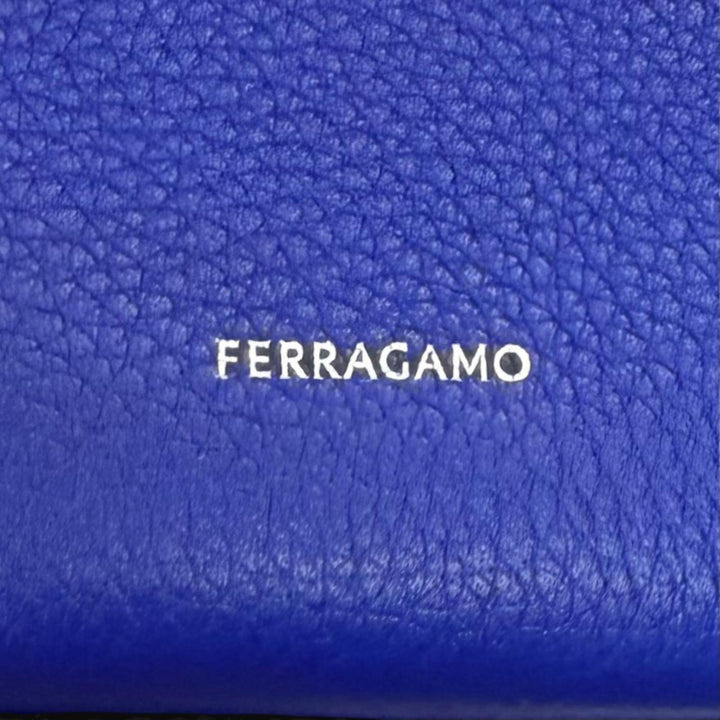 Pristine FERRAGAMO Pouch 2024 Resort Collection Logo Leather blue leather 661322