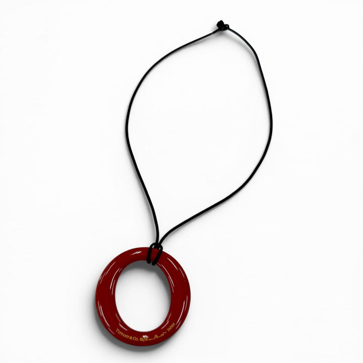 Excellent TIFFANY&Co. Necklace Sebiana Necklace Silk cord Red silk Women