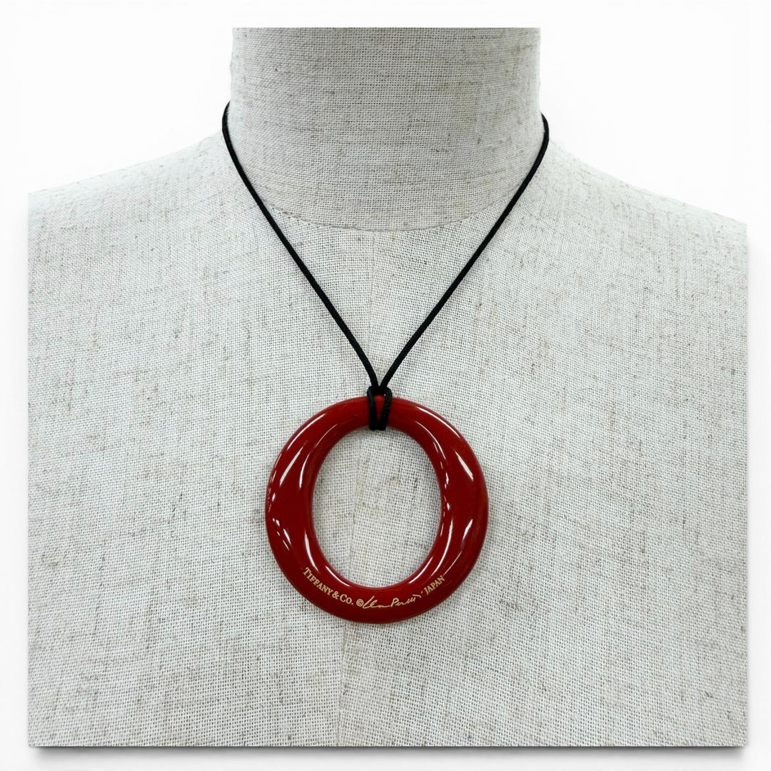 Excellent TIFFANY&Co. Necklace Sebiana Necklace Silk cord Red silk Women