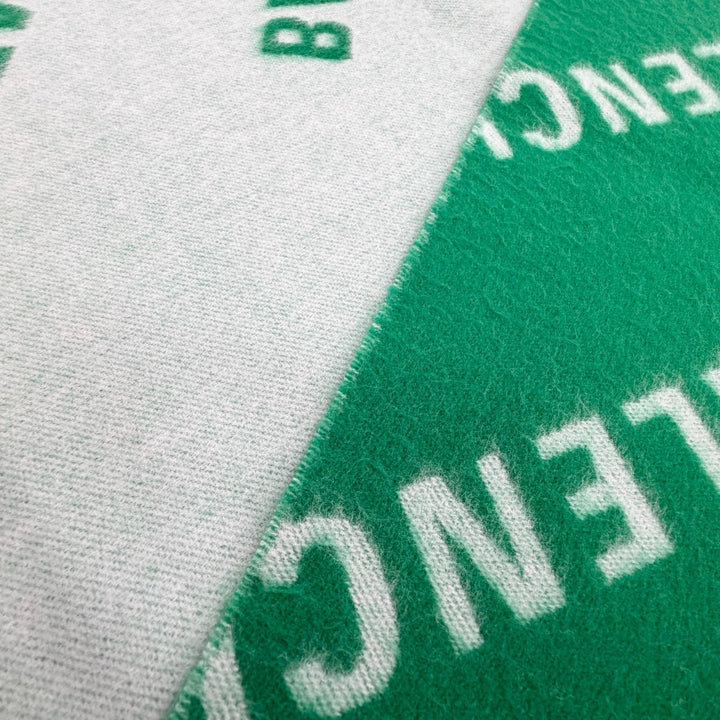 Excellent BALENCIAGA Scarf All-over logo pattern green wool mens 685514