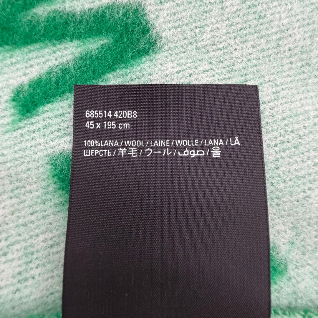 Excellent BALENCIAGA Scarf All-over logo pattern green wool mens 685514