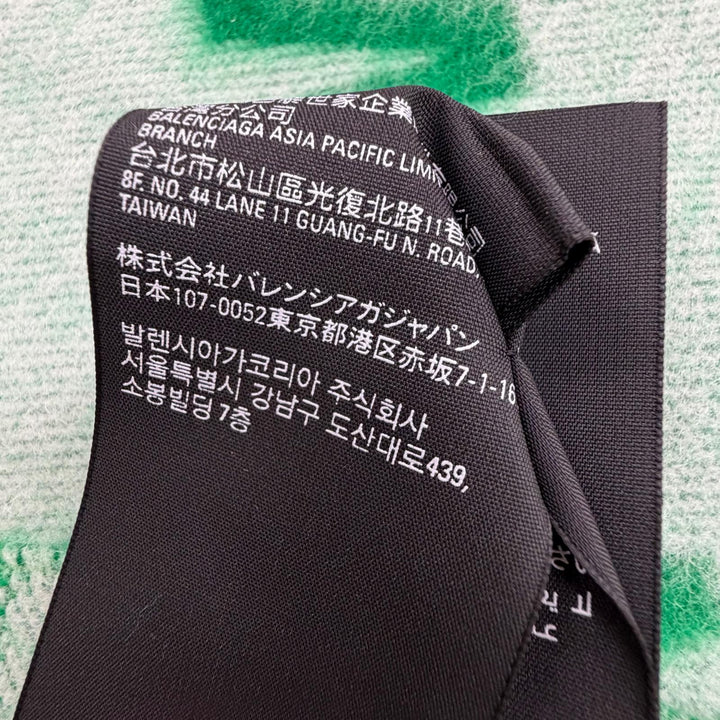 Excellent BALENCIAGA Scarf All-over logo pattern green wool mens 685514