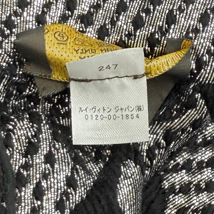 Great LOUIS VUITTON Scarf Escalp Logo Mania Shine With fringe black wool M75833