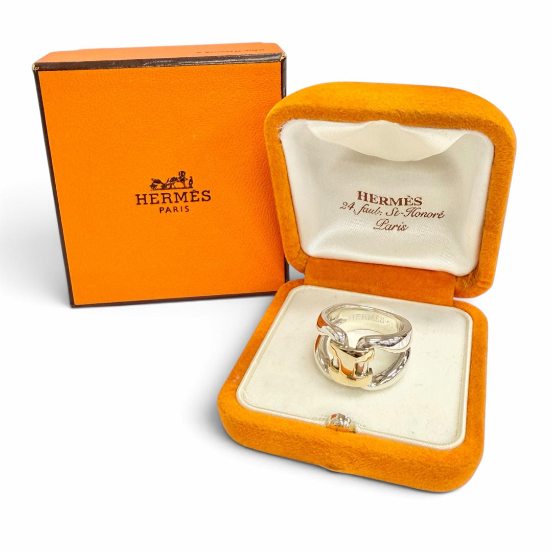 Excellent HERMES Ring ring History ring combination gold 925 Women 51